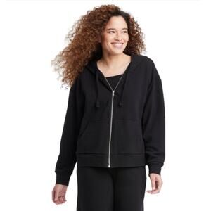 Colsie Women's Fleece Zip Up Hoodie Sweatshirt Black Size XS
